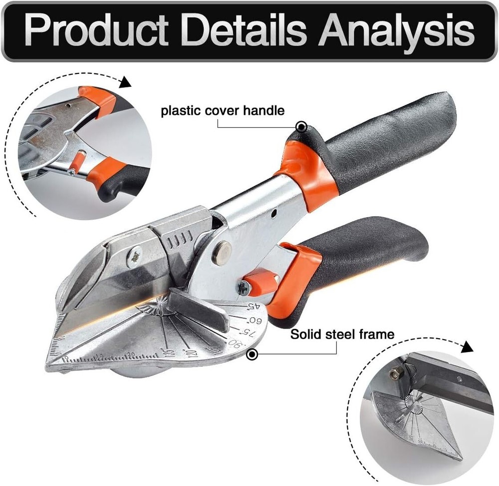 Classic Polished Miter Shear Cutter - Ambidextrous Design for Versatile Use