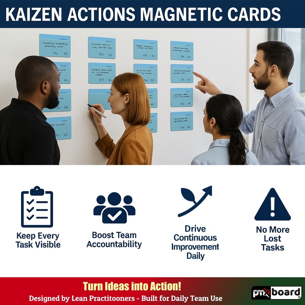 Kaizen Action Plan Magnetic Cards Lean Task Tracking Six Sigma Project Tool
