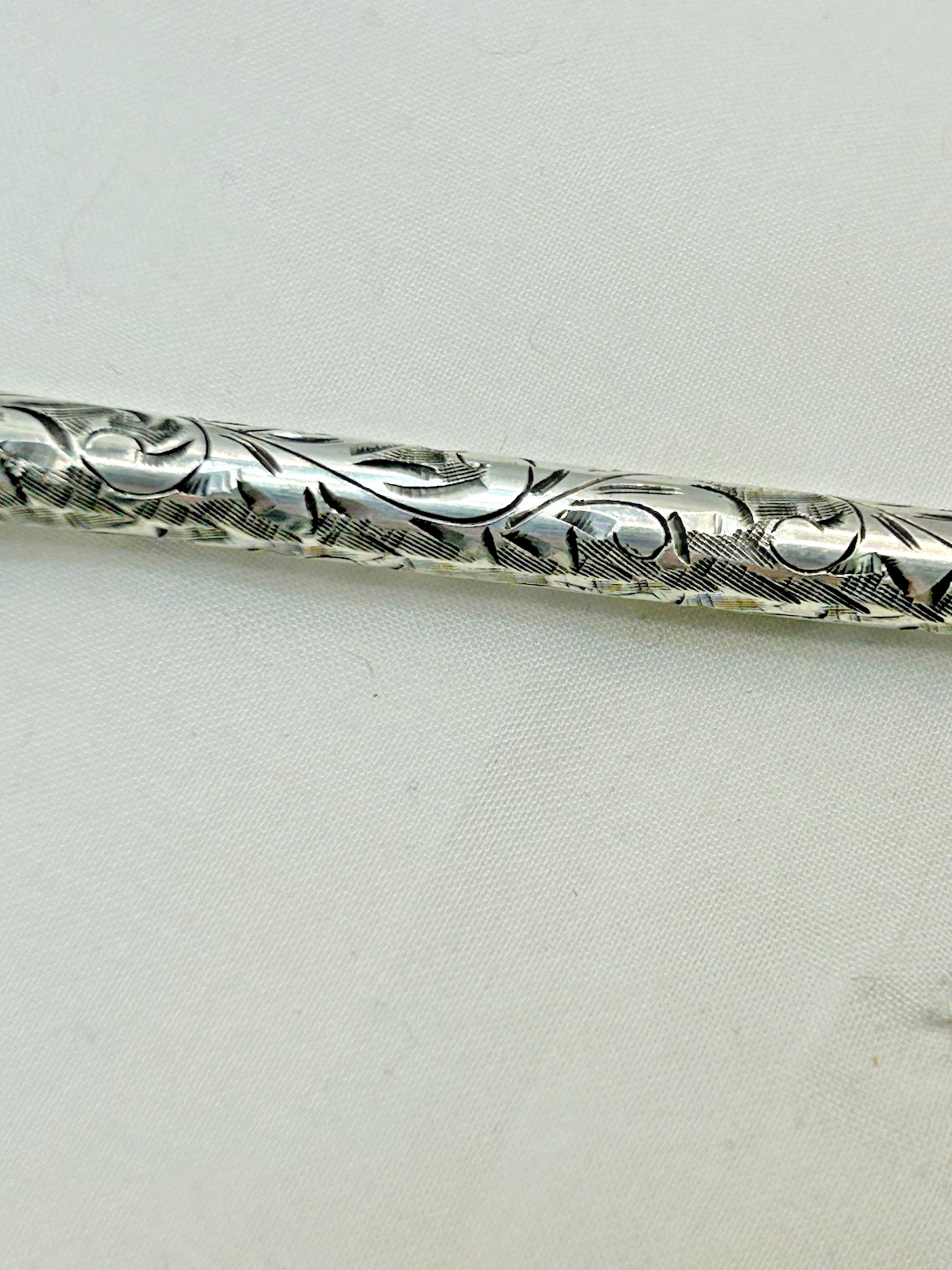 Unsigned 950 Silver Hand Etched Engraving Cigarette Holder 4-7/8" Vintage 9.8 gr
