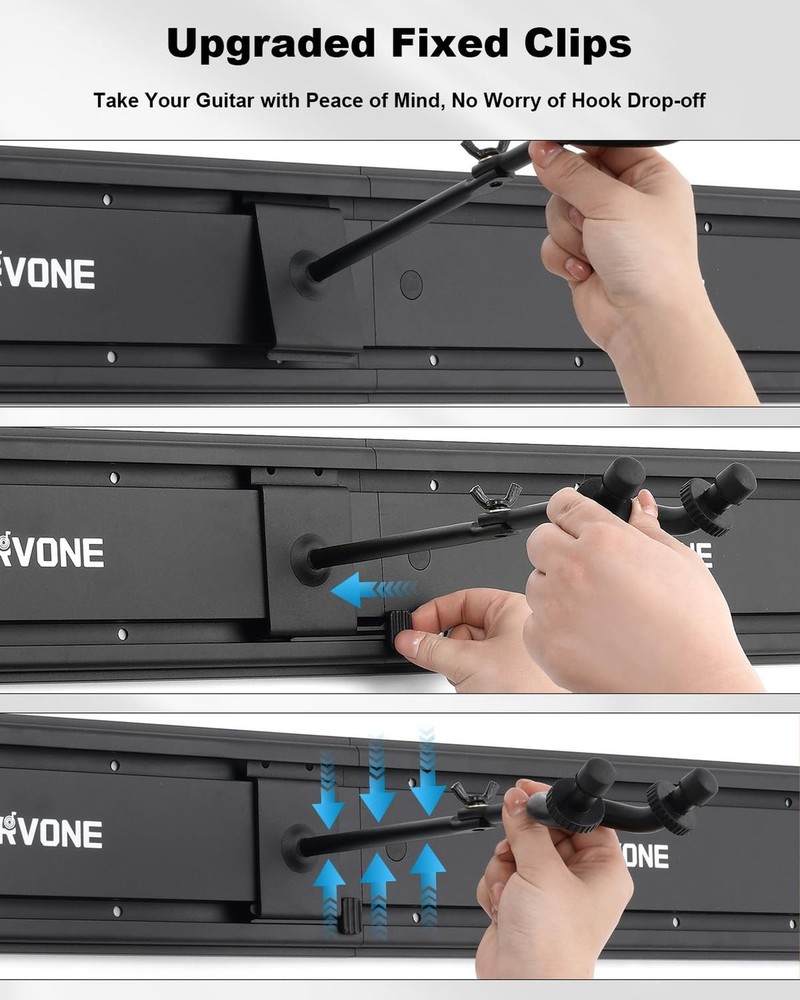 RVONE Guitar Wall Mount Hagers for Multiple Guitars, Adjustable Rubber Cradle...