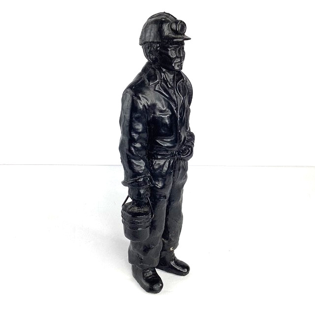 Coal Miner Statue with Bucket of Coal 10 inches