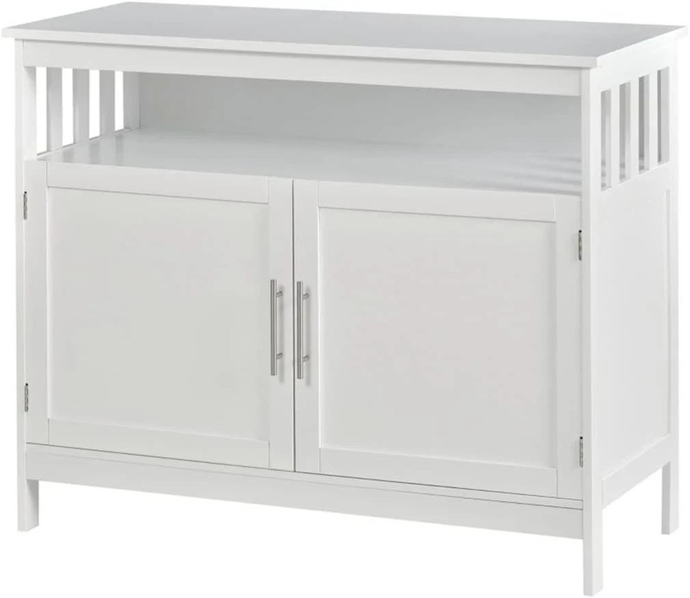 White Kitchen Sideboard Buffet Cabinet, Wooden Console Table w/ 2-Level Storage