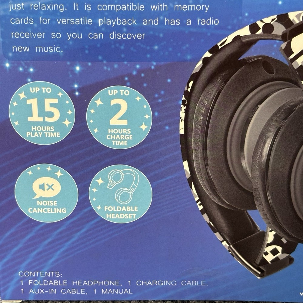 Disney Mickey Mouse Bluetooth Headphones Over The Ear Headset Built In Mic