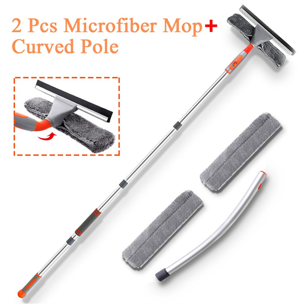 61'' Extendable Window Squeegee Cleaner Telescopic Long Handle Washer Scrubber