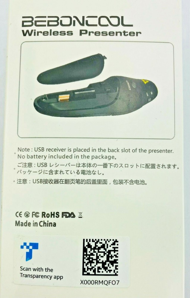 Wireless Presenter w/ Laser For Powerpoint On Mac Or Windows Plug & Play USB
