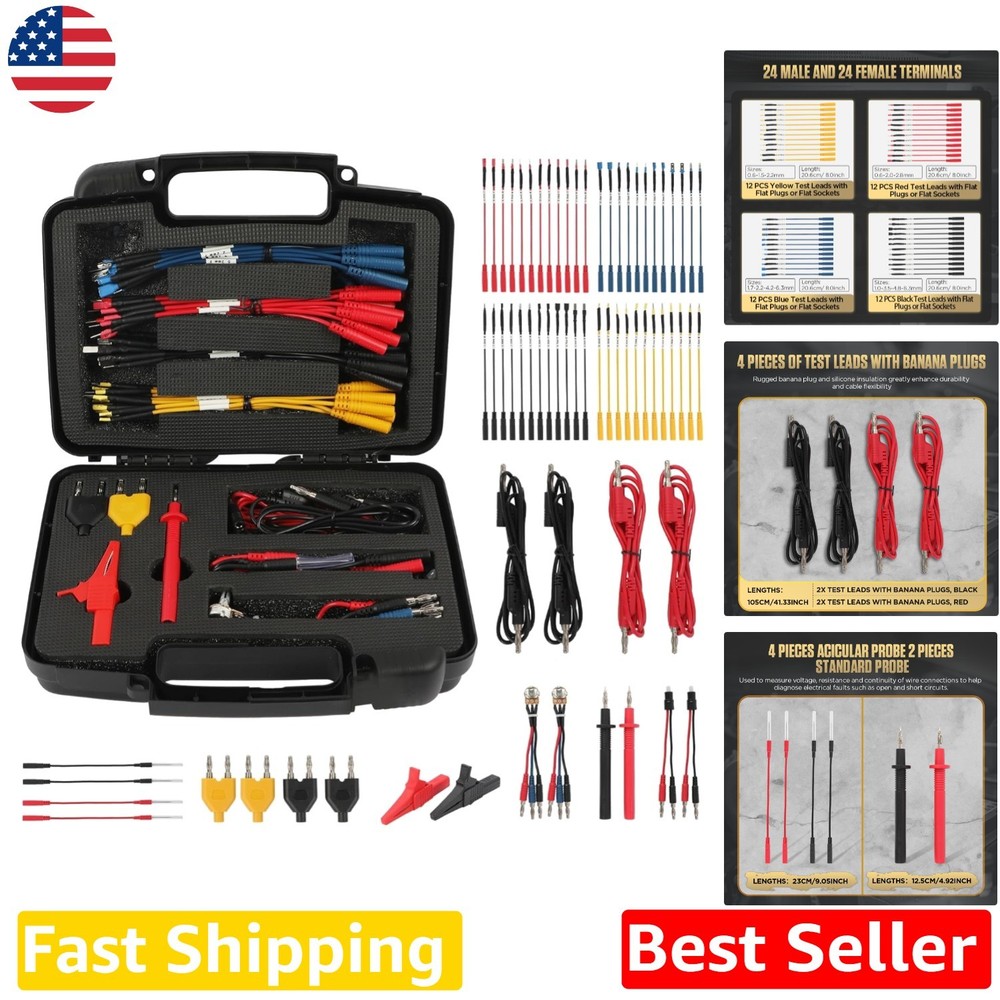 Deluxe 68PC Multimeter  Leads - 1000V 32A, Piercing Probes,  EMC Certified