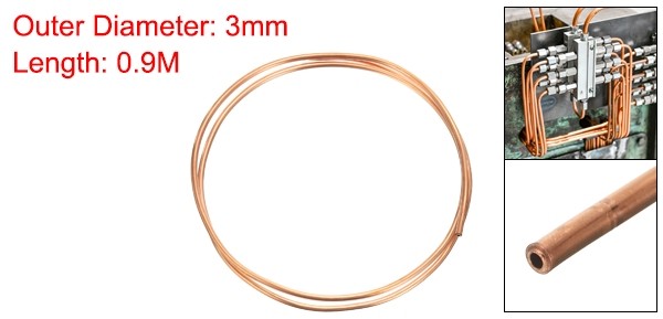 Copper Tube 1/8" OD x 3Ft 1/64" T Refrigeration Flexible Seamless Hollow Soft