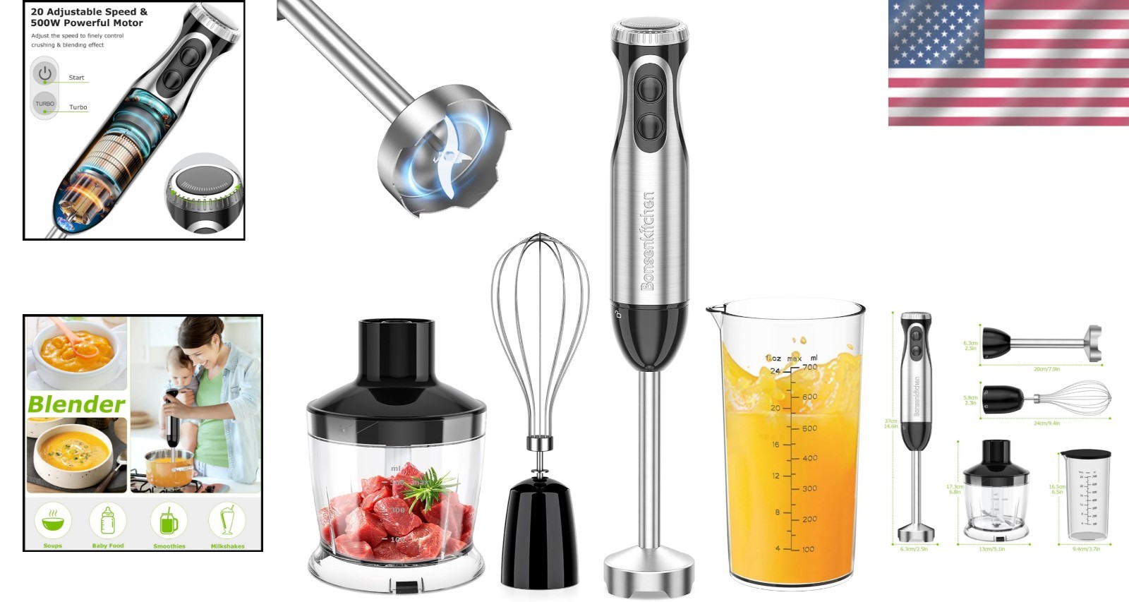 Effortless Blending: 4-in-1 Immersion Blender with Turbo Mode & Easy Cleanup
