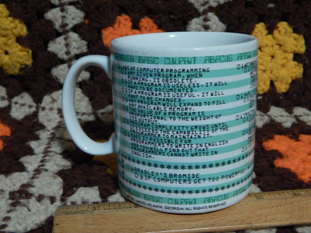 Kenneth Grooms ~ Computer Programming (1982) Ceramic MUG Coffee CUP Art 101