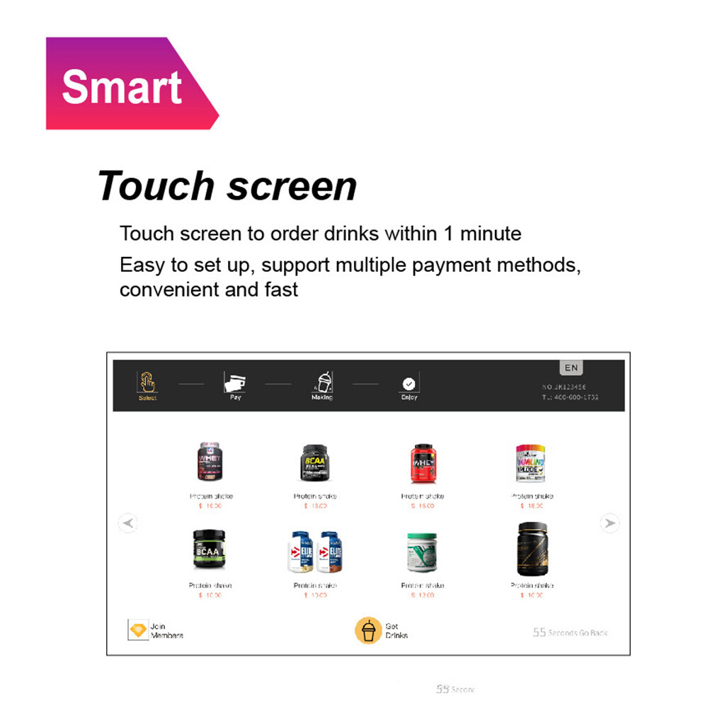 Fully Automatic GYM Self-Service Protein Shake Vending Machine Card Payment