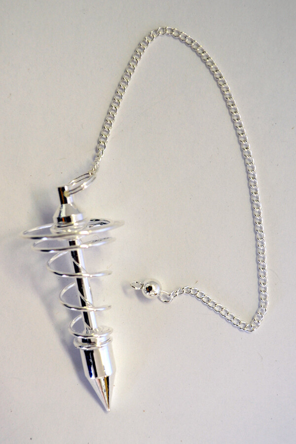 Spiral Silver Finish Pendulum 2.5"L with Chain