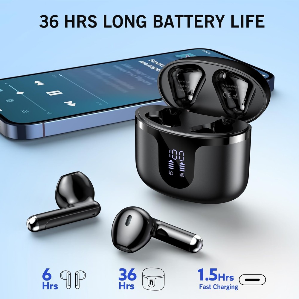 Wireless Bluetooth Earbuds with LED Display Charging Case for iPhone Android