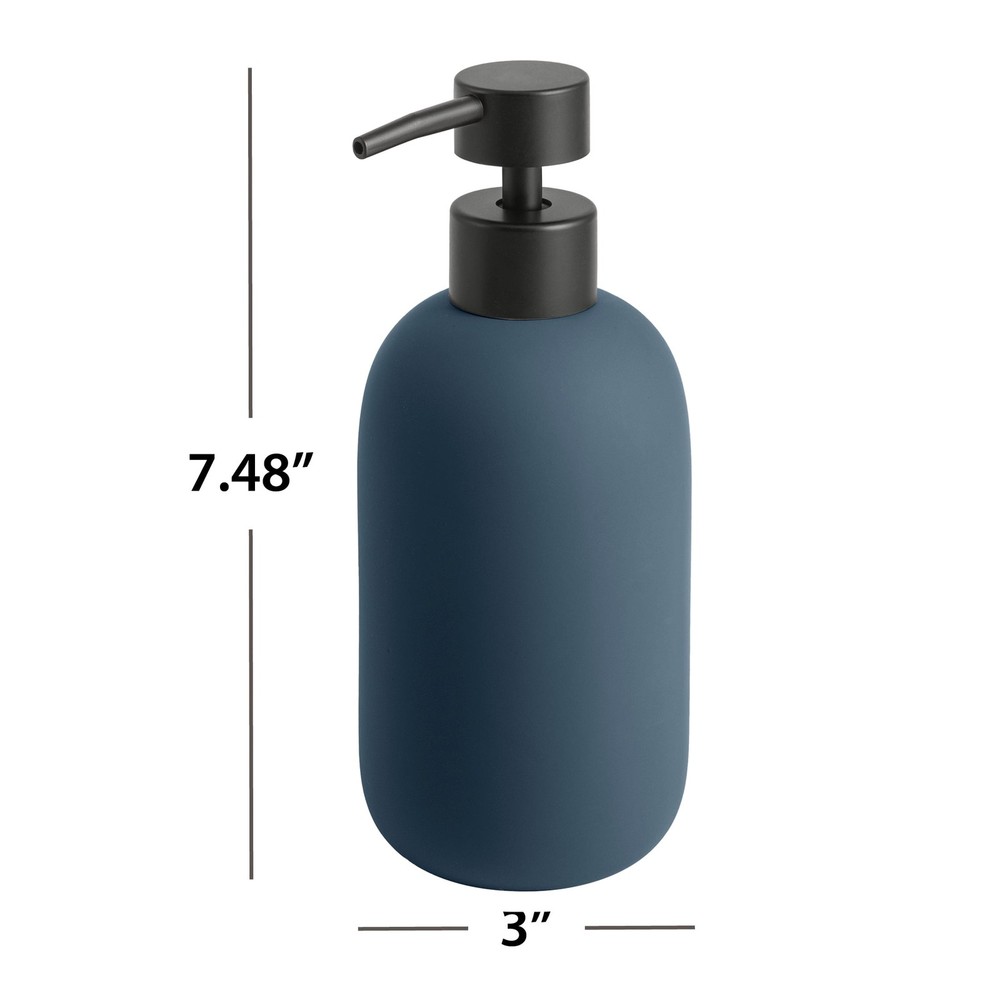 Blue Soft Touch Ceramic Lotion Pump Dispenser W/ Matte Black Pump