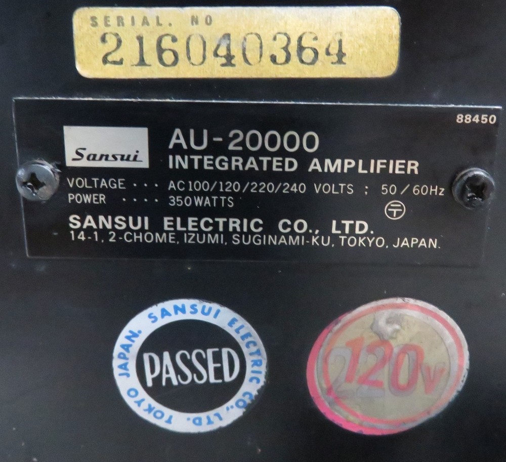 SANSUI AU-20000 INTEGRATED AMPLIFIER ( AMP ) FULLY SERVICED RECAPPED