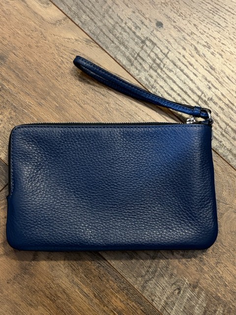 Coach | Double Zip Denim/Navy Leather Wristlet