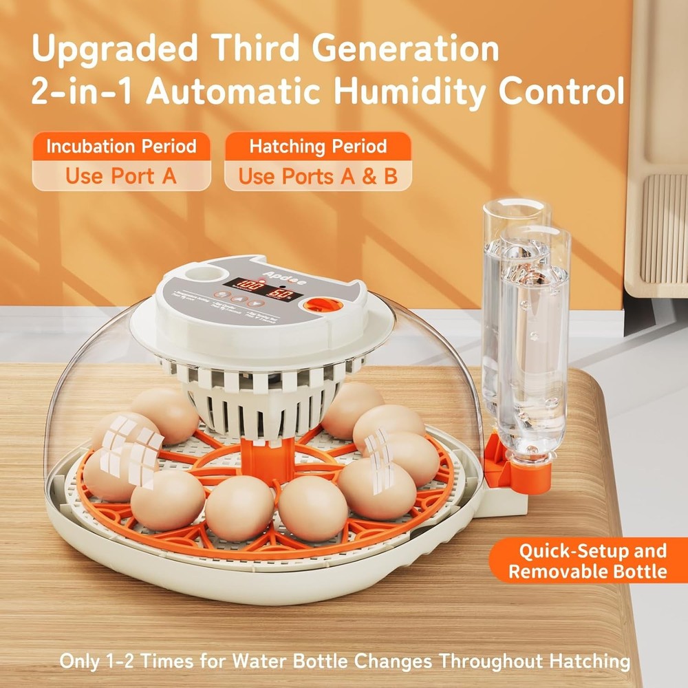 Egg Incubator with Temperature and Humidity Control, Automatic Egg Turner