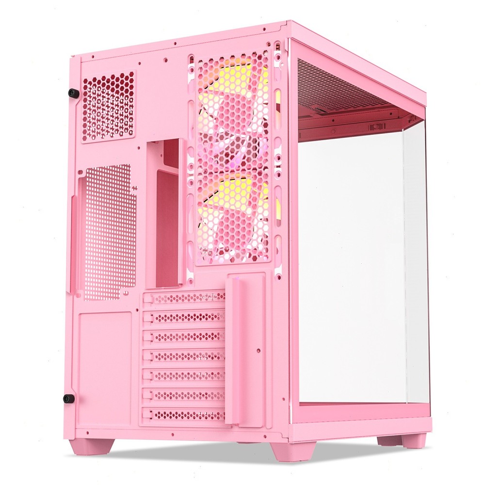 Vetroo CT3 ATX Mid-Tower Gaming Computer PC Case - Pink