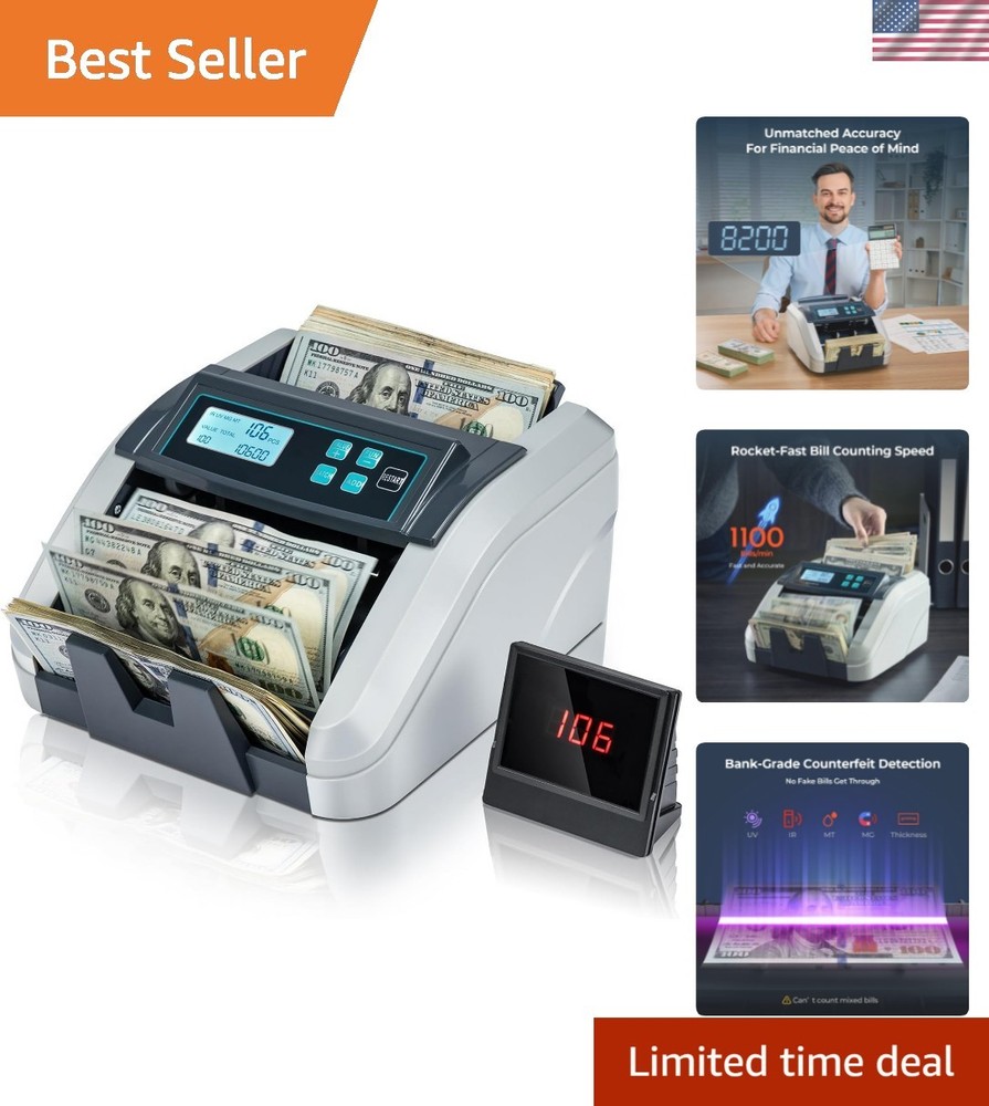 Money Counter Machine Count Value, Add+Batch/Add+ Value Mode Bill Counter, UV...