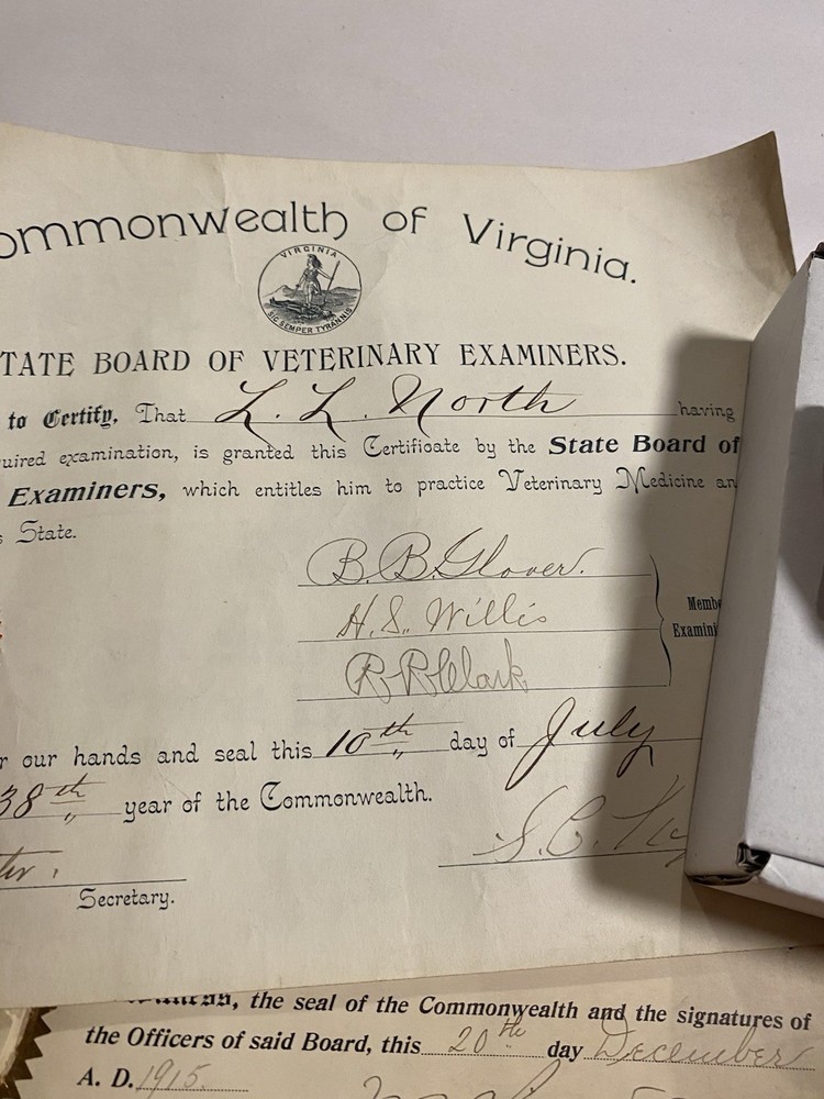 Ww1 Military Lot Rare Veterinary Unit Dog tags With Paperwork And More