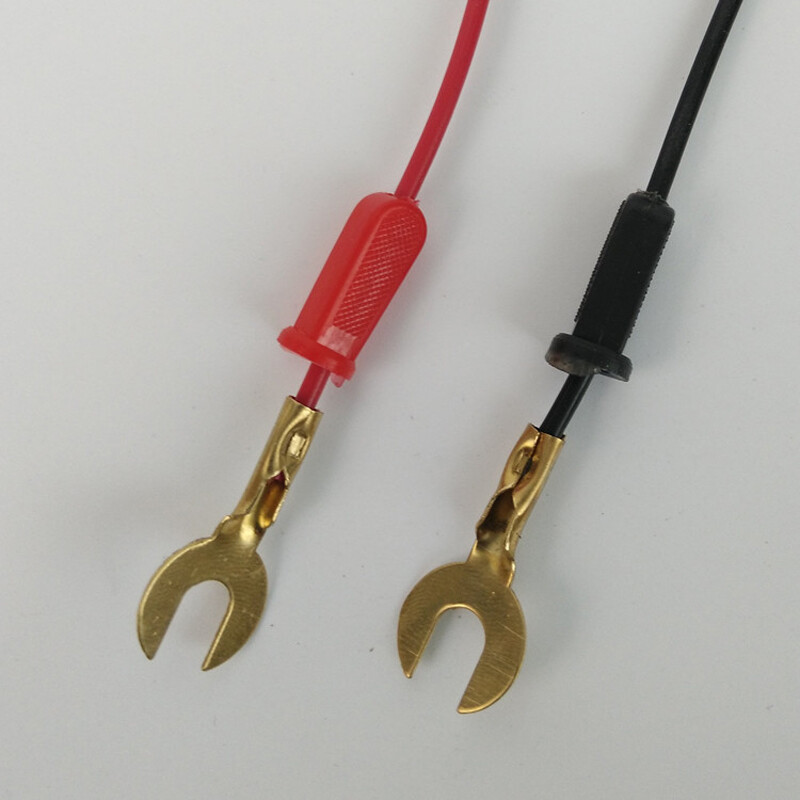 2x Test Leads Electrical Alligator Jumper Clip U-Type Fork Probe Cable Wire 40cm
