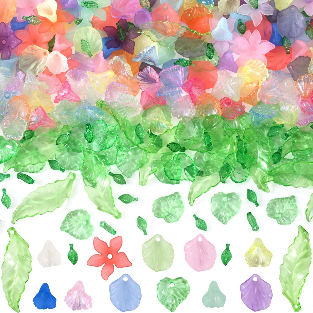 CTEAKOP 260 Pcs Flower Leaf Assorted Beads, Small to Medium, Multicolor