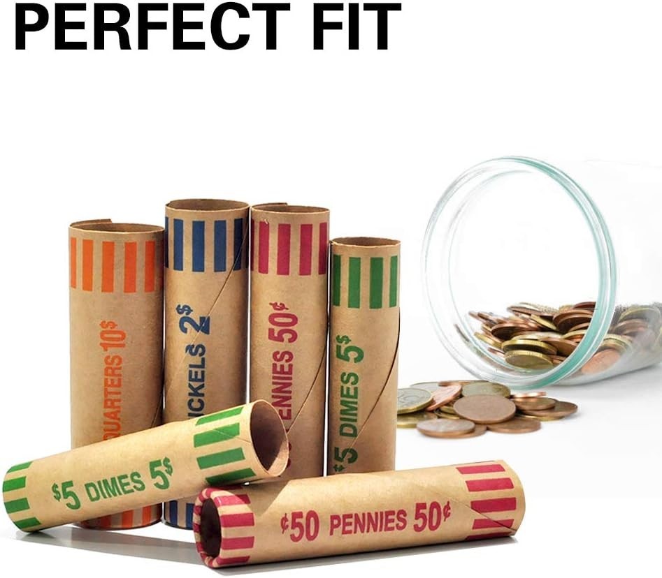64 Count Coin Wrapper Set - Perfect for Counting & Storing Coins Safely