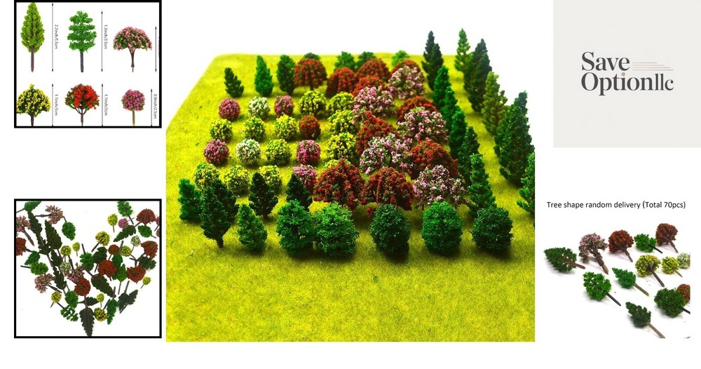 70-Pack Mixed Model Tree Train Trees Railroad Scenery Diorama Tree Architectu...