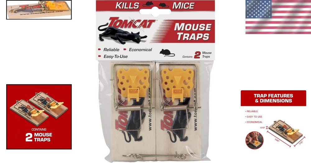 Wooden Mouse Traps - Effective 2-Pack for Quick and Humane Rodent Control