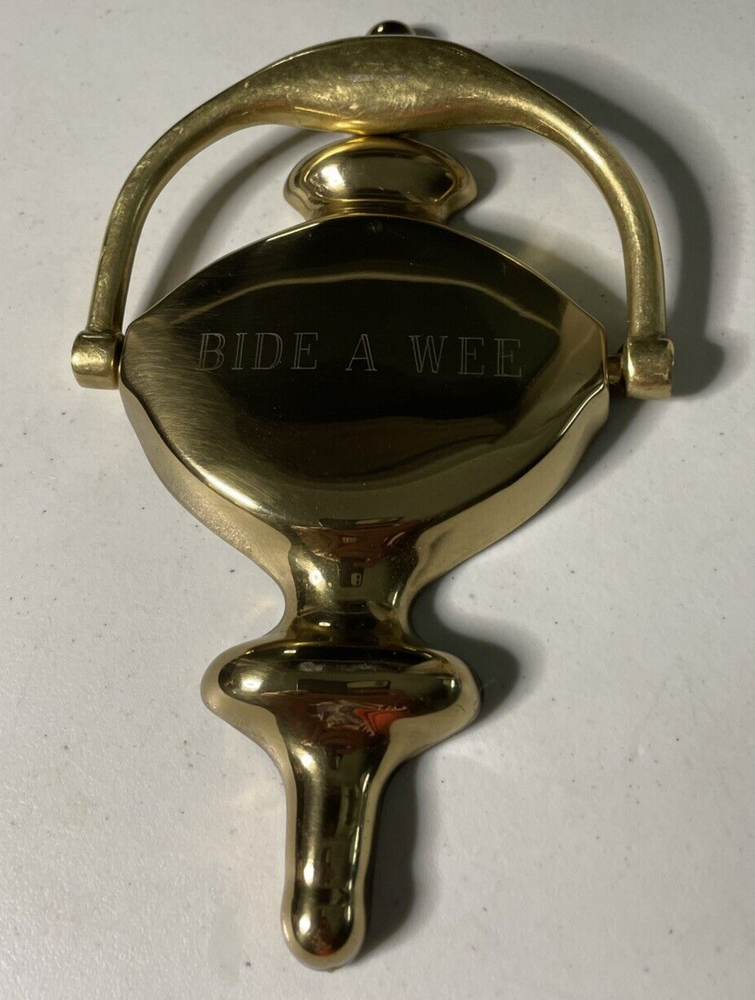 THINGS REMEMBERED Solid Brass Door Knocker Engraved w/ Scottish Term BIDE A WEE