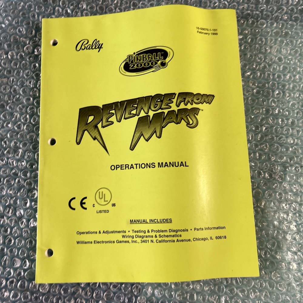 original Revenge From Mars 2000 Bally￼ pinball MACHINE  manual Arcade Game