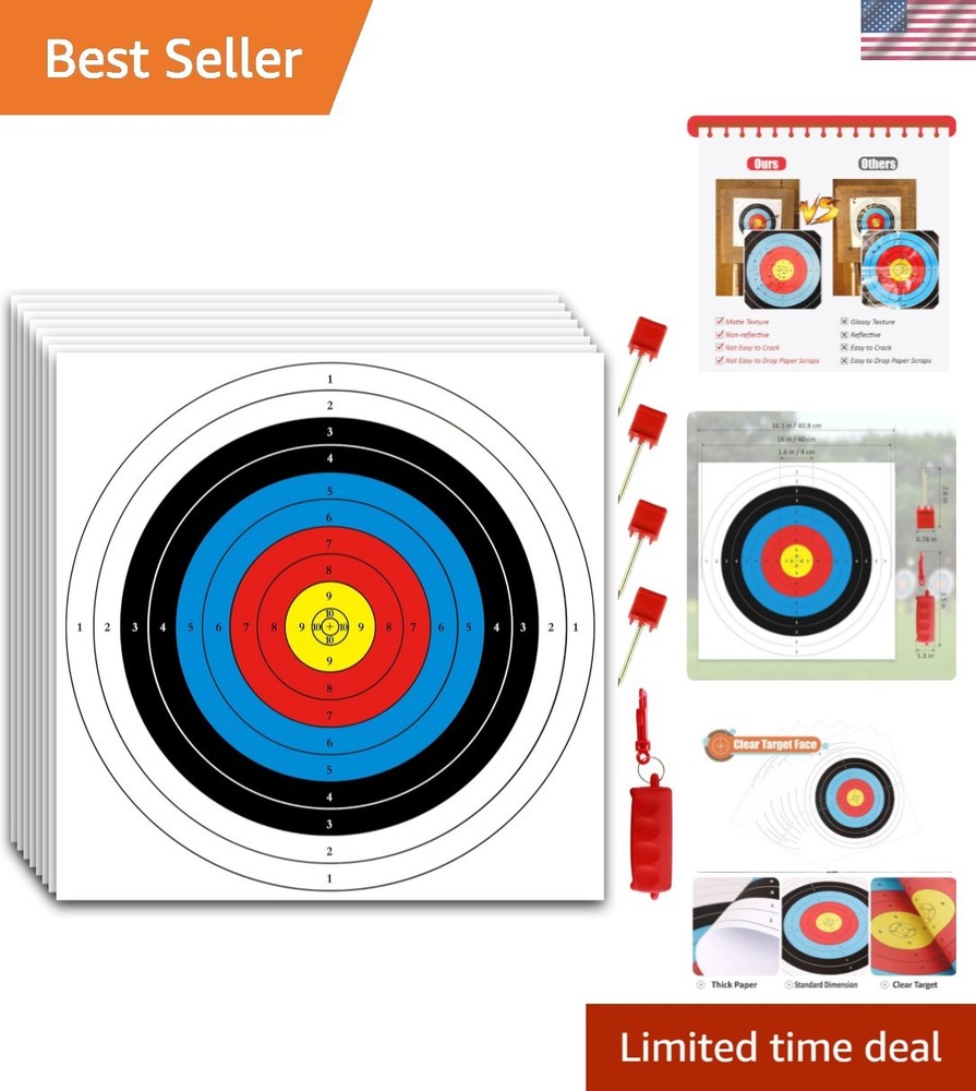 Durable Archery Target Paper Bundle: 50 Targets, 4 Nails, and Puller Included