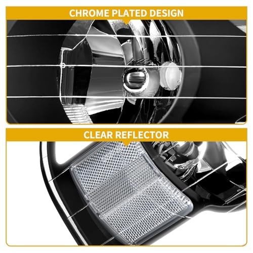 Headlight Assembly for 1994-2002 Dodge Ram Headlight Black Housing without Drl