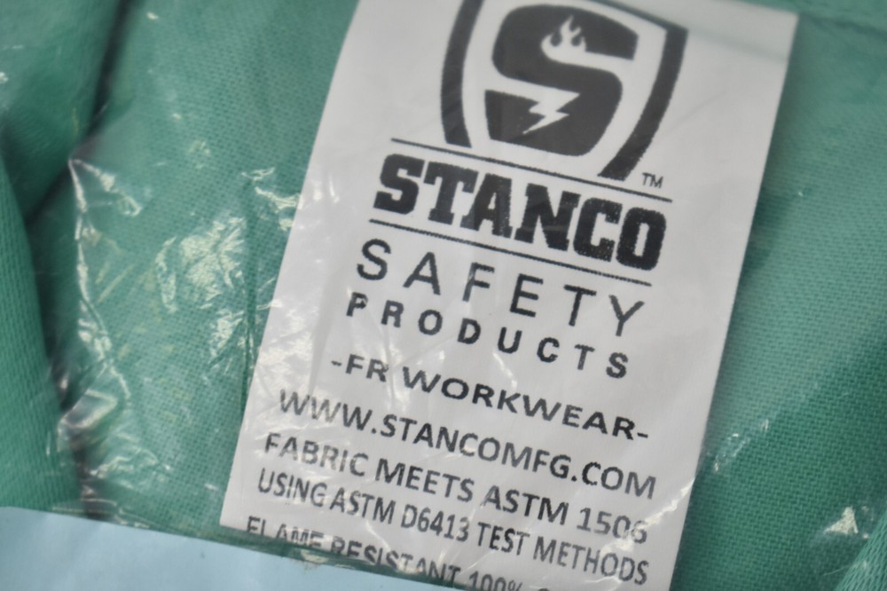 Stanco Safety Large Size Green Cotton Flame Resistant Jacket Snap Closure