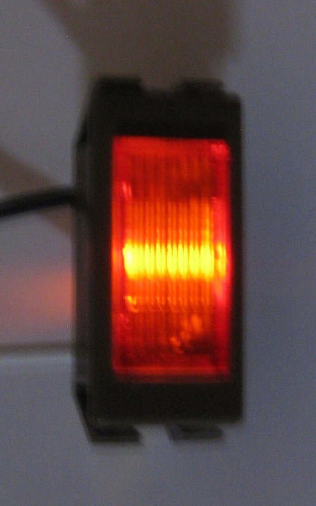 Red Rectangular Panel Mount Indicator Light - 14V - 0.25" Terminals - Chicago