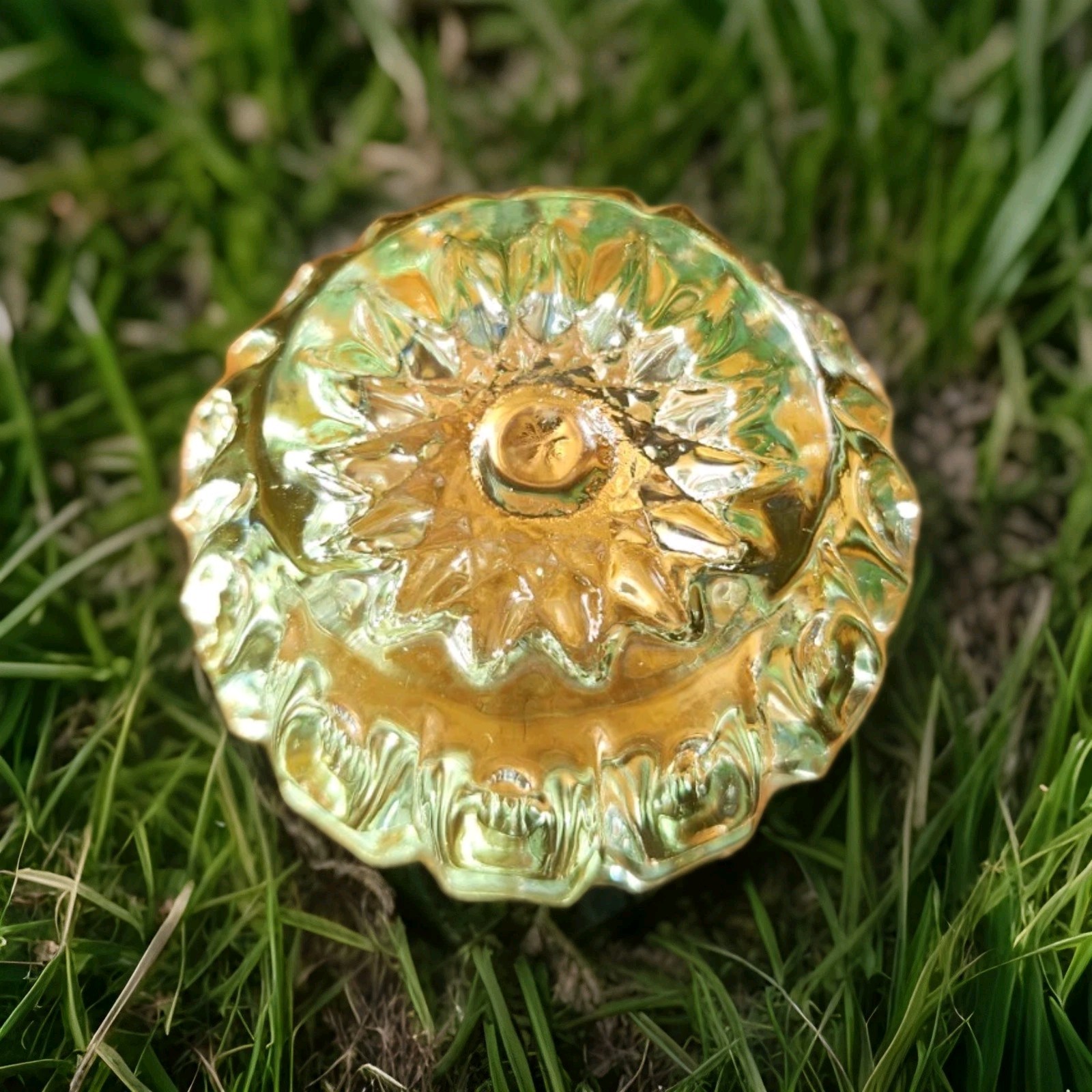 Key Lime Salt Dip 1 1/2" UV Shine Piink Westmoreland Mould Wilkerson Glass