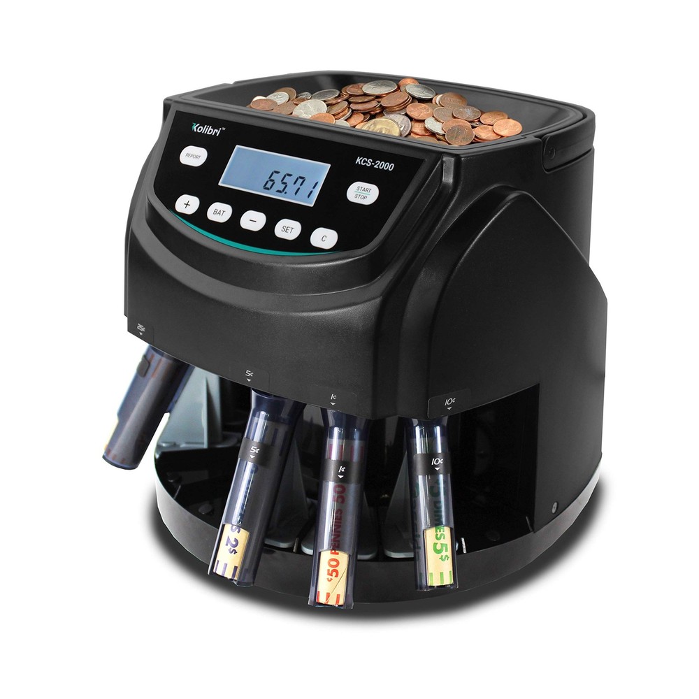 Kolibri KCS-2000 Professional USD Coin Counter Machine, Medium, Black