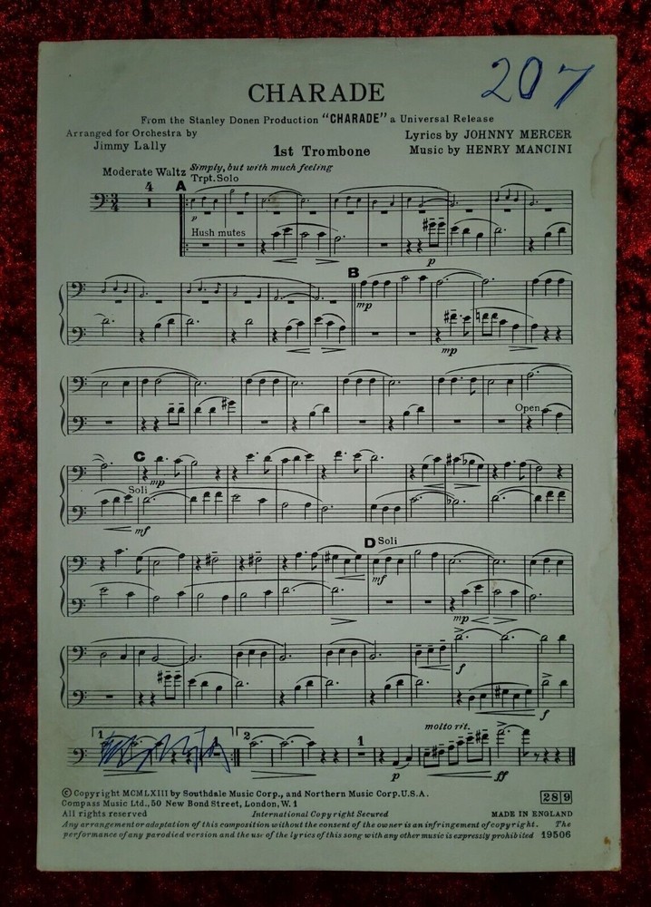 Charade - Compass Music Ltd Sheet Music. Ref00069