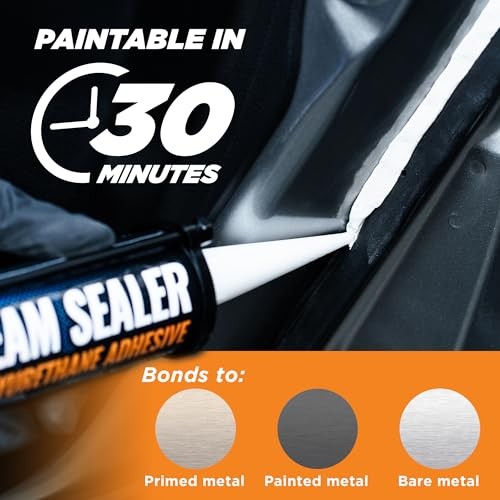 [2 Pack] Professional Automotive Seam Sealer, Paintable Quick-Set Polyurethane