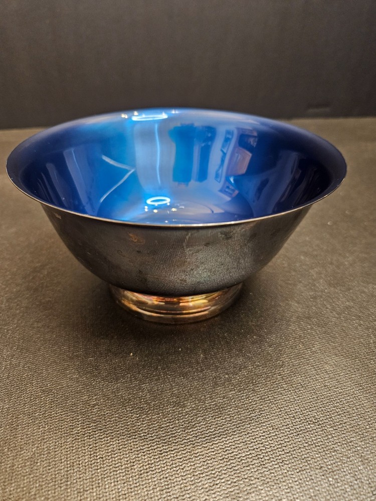 Vintage Wallace Color-Clad 9106 Silver Plated Blue 6" Bowl (928)