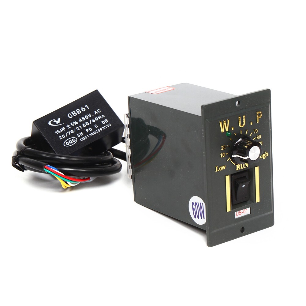 110V 60W AC Gear Motor Variable Speed Reversible Motor Reduction Controller 1:10
