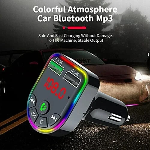 In Car Bluetooth FM Transmitter Radio MP3 Wireless Adapter Car Kit USB Charger 2