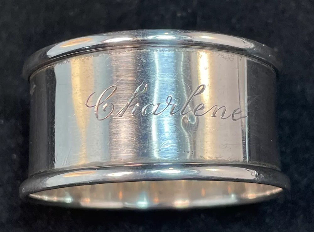 Sterling Silver Napkin Ring Name Engraved “Charlene”
