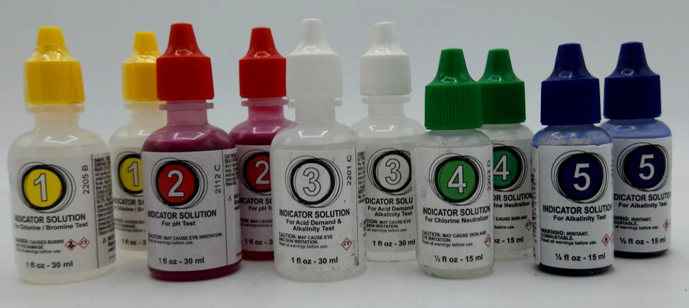 #1 - #5 POOLMASTER / POOLSTYLE TEST KIT REAGENTS **10 PACK! 2 Full sets!