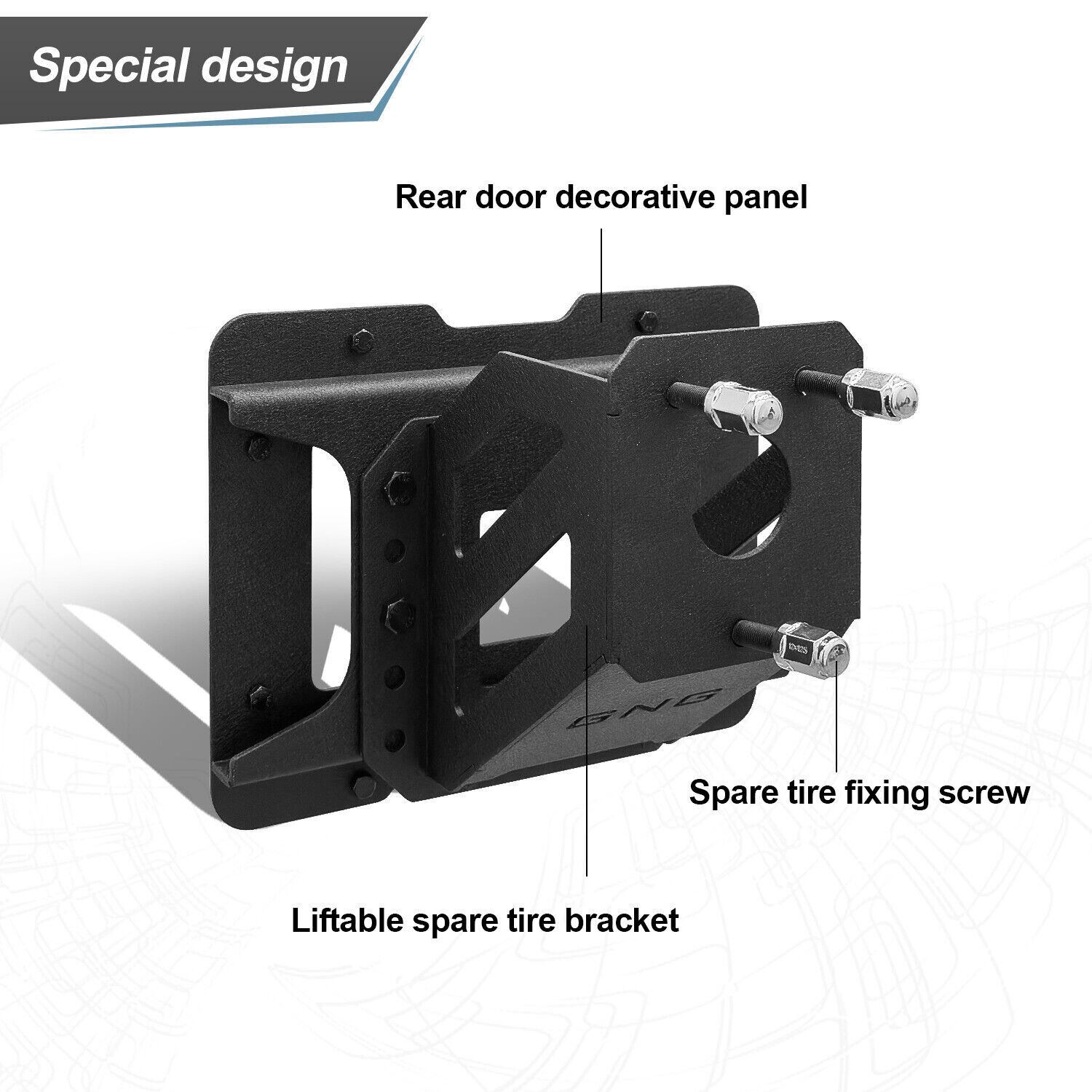 Vijay For 2007-2017 Wrangler JK/JKU Spare Tire Carrier Adjustable Tire Lift