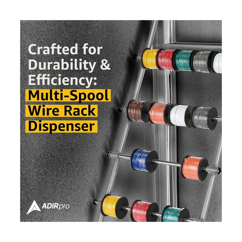 AdirPro Transportable Multiple Axle Cable Caddy - Multi-Spool Wire Rack Dispe...