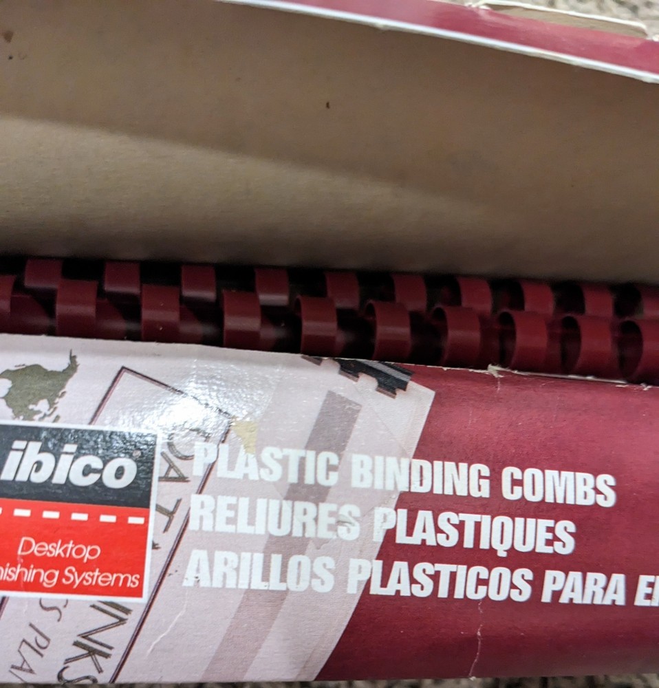 Ibico Desktop Finishing Systems Plastic Binding Combs Maroon 24 Pieces