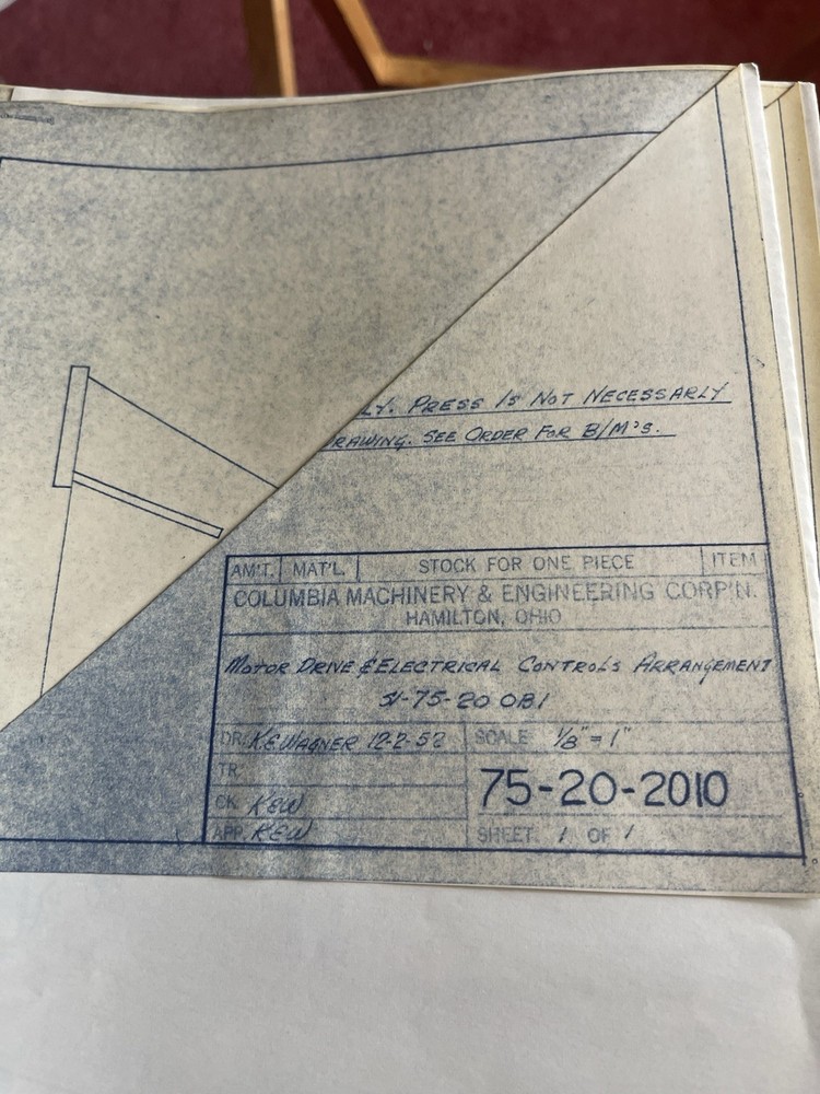 Colombia Machinery & Engineering Corp. Operating Instructions /Maintenance DATA