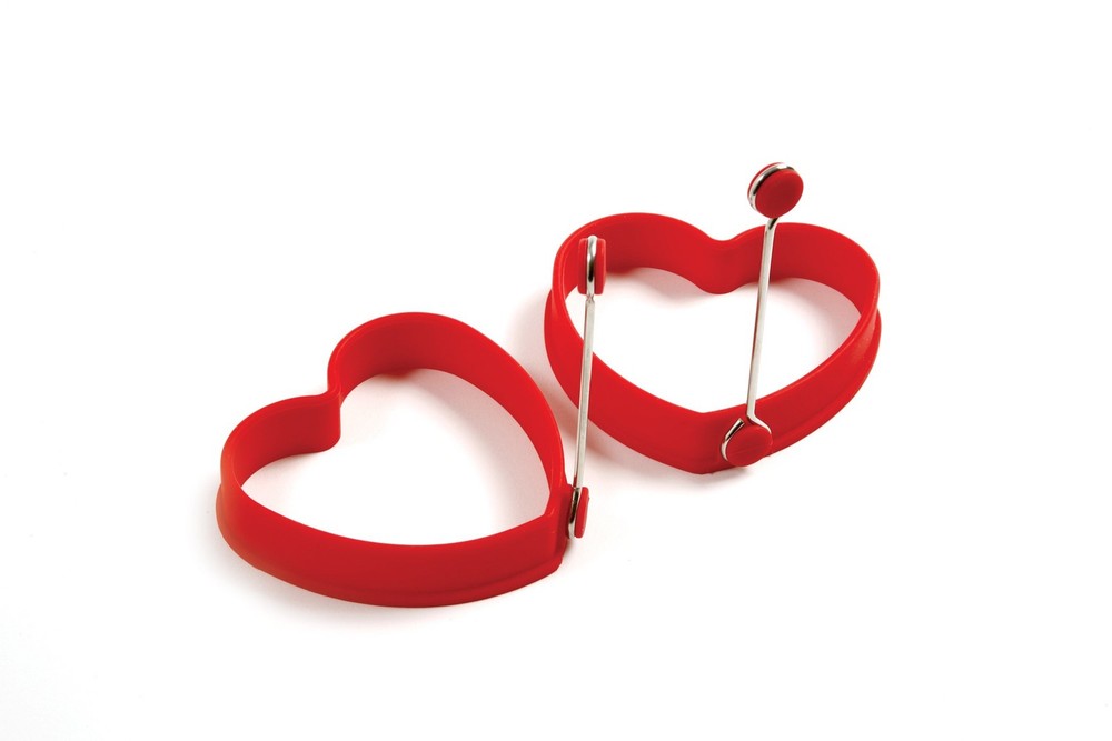 Norpro Silicone Heart Pancake/Egg Rings, 2 Pieces, One Size, Red