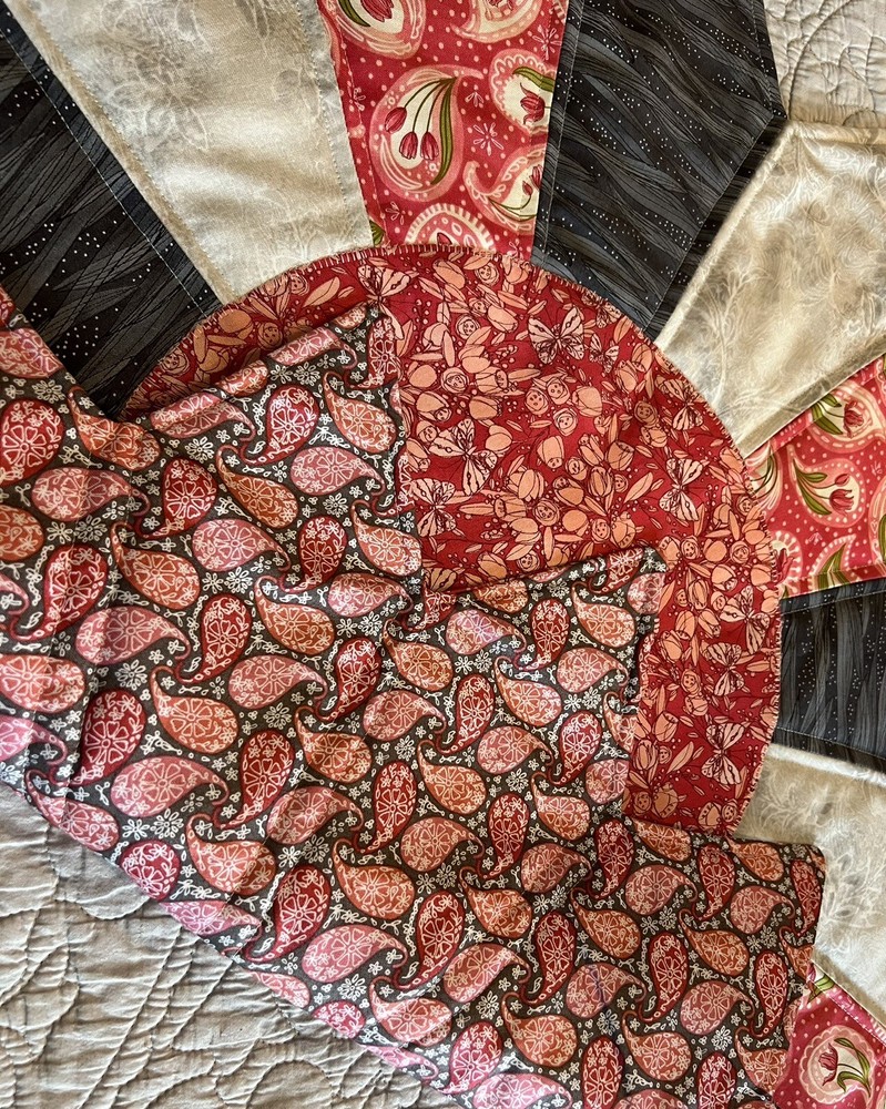 Handmade Quilted Table Runner/Topper ~ 29"  ~ Pink and Greys