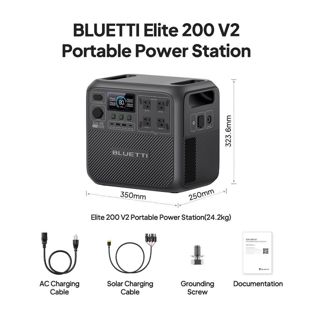 BLUETTI Elite 200 V2 2600W 2073Wh Portable Power Station for RV Trip/Home Backup